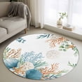 thumbnail image 1 of Small Round Rug 3Ft Washable Non-Slip, Beach Coastal Circle Area Rugs for Living Room Bedroom, Summer Nautical Coral Shell Botanical Indoor Floor Mats Carpet Runner for Home Decor, 1 of 8