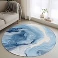 thumbnail image 1 of Small Round Rug 3Ft Washable Non-Slip, Blue Marble Circle Area Rugs for Living Room Bedroom, Summer Ocean Wave Blue Ombre Indoor Floor Mats Carpet Runner for Home Decor, 1 of 8
