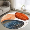 thumbnail image 1 of Small Round Rug 3Ft Washable Non-Slip, Boho Geometric Circle Area Rugs for Living Room Bedroom, Orange Blue Abstract Patterned Gold Stripes Indoor Floor Mats Carpet Runner for Home Decor, 1 of 8
