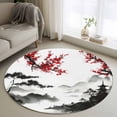 thumbnail image 1 of Small Round Rug 3Ft Washable Non-Slip, Chinese Mountain Circle Area Rugs for Living Room Bedroom, Landscape Painting Red Plum Flowers Indoor Floor Mats Carpet Runner for Home Decor, 1 of 8