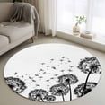 thumbnail image 1 of Small Round Rug 3Ft Washable Non-Slip, Dandelion Circle Area Rugs for Living Room Bedroom, Black White Modern Country Rustic Plants Indoor Floor Mats Carpet Runner for Home Decor, 1 of 8