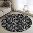 thumbnail image 1 of Small Round Rug 3Ft Washable Non-Slip, Dandelion Circle Area Rugs for Living Room Bedroom, Modern Minimalist Abstract Flowers Black Indoor Floor Mats Carpet Runner for Home Decor, 1 of 8