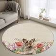 thumbnail image 1 of Small Round Rug 3Ft Washable Non-Slip, Easter Rabbit Circle Area Rugs for Living Room Bedroom, Spring Tulips Flowers Leaves Botanical Retro Indoor Floor Mats Carpet Runner for Home Decor, 1 of 8