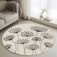 thumbnail image 1 of Small Round Rug 3Ft Washable Non-Slip, Farmhouse Dandelion Circle Area Rugs for Living Room Bedroom, Spring Modern Country Flower Black Beige Indoor Floor Mats Carpet Runner for Home Decor, 1 of 8