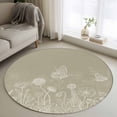 thumbnail image 1 of Small Round Rug 3Ft Washable Non-Slip, Green Brown Wildflowers Circle Area Rugs for Living Room Bedroom, Modern Floral Butterfly Plant Indoor Floor Mats Carpet Runner for Home Decor, 1 of 8