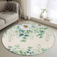thumbnail image 1 of Small Round Rug 3Ft Washable Non-Slip, Green Eucalyptus Leaves Circle Area Rugs for Living Room Bedroom, Spring Daily Flowers Botanical Linen Indoor Floor Mats Carpet Runner for Home Decor, 1 of 8