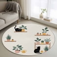 thumbnail image 1 of Small Round Rug 3Ft Washable Non-Slip, Japanese Circle Area Rugs for Living Room Bedroom, Farmhouse Cartoon Cats Green Vegetation Plants Indoor Floor Mats Carpet Runner for Home Decor, 1 of 8