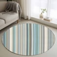 thumbnail image 1 of Small Round Rug 3Ft Washable Non-Slip, Light Blue Striped Circle Area Rugs for Living Room Bedroom, Farmhouse Thin Line Modern Abstract Art Indoor Floor Mats Carpet Runner for Home Decor, 1 of 8