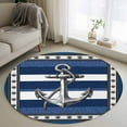 thumbnail image 1 of Small Round Rug 3Ft Washable Non-Slip, Navy Blue Anchor Circle Area Rugs for Living Room Bedroom, Nautical Summer Beach Coastal Ocean Indoor Floor Mats Carpet Runner for Home Decor, 1 of 8