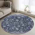 thumbnail image 1 of Small Round Rug 3Ft Washable Non-Slip, Navy Blue Floral Circle Area Rugs for Living Room Bedroom, Ethnic Tribe Abstract Art Flowers Indoor Floor Mats Carpet Runner for Home Decor, 1 of 8