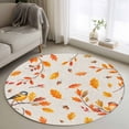 thumbnail image 1 of Small Round Rug 3Ft Washable Non-Slip, Orange Leaves Fall Circle Area Rugs for Living Room Bedroom, Branches Birds Pine Cones Rustic Indoor Floor Mats Carpet Runner for Home Decor, 1 of 8