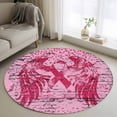 thumbnail image 1 of Small Round Rug 3Ft Washable Non-Slip, Pink Ribbon Circle Area Rugs for Living Room Bedroom, Wings Romantic Love Heart Flowers Retro Country Indoor Floor Mats Carpet Runner for Home Decor, 1 of 8