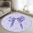 thumbnail image 1 of Small Round Rug 3Ft Washable Non-Slip, Purple Bow Circle Area Rugs for Living Room Bedroom, Cute Bowknot Simple Pure Color Indoor Floor Mats Carpet Runner for Home Decor, 1 of 8