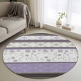 thumbnail image 1 of Small Round Rug 3Ft Washable Non-Slip, Purple Geometric Circle Area Rugs for Living Room Bedroom, Stripes Boho Spring Flowers Country Rural Indoor Floor Mats Carpet Runner for Home Decor, 1 of 8