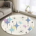 thumbnail image 1 of Small Round Rug 3Ft Washable Non-Slip, Purple Yellow Diamond Circle Area Rugs for Living Room Bedroom, Modern Geometric Middle Century Indoor Floor Mats Carpet Runner for Home Decor, 1 of 8