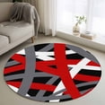 thumbnail image 1 of Small Round Rug 3Ft Washable Non-Slip, Red Black Geometric Circle Area Rugs for Living Room Bedroom, Modern Art Abstract Grey Line Indoor Floor Mats Carpet Runner for Home Decor, 1 of 8
