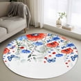 thumbnail image 1 of Small Round Rug 3Ft Washable Non-Slip, Red Blue Flowers Circle Area Rugs for Living Room Bedroom, Spring Floral Elegant Pastoral Watercolor Indoor Floor Mats Carpet Runner for Home Decor, 1 of 8