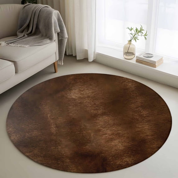 Small Round Rug 3Ft Washable Non-Slip, Retro Wooden Board Circle Area Rugs for Living Room Bedroom, Western Country Farmhouse Brown Wood Indoor Floor Mats Carpet Runner for Home Decor
