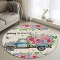 thumbnail image 1 of Small Round Rug 3Ft Washable Non-Slip, Spring Circle Area Rugs for Living Room Bedroom, Farmhouse Retro Truck Botanical Rose Butterfly Indoor Floor Mats Carpet Runner for Home Decor, 1 of 8