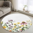 thumbnail image 1 of Small Round Rug 3Ft Washable Non-Slip, Spring Floral Circle Area Rugs for Living Room Bedroom, Green Yellow Botanical Elegant Pastoral Indoor Floor Mats Carpet Runner for Home Decor, 1 of 8