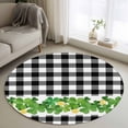 thumbnail image 1 of Small Round Rug 3Ft Washable Non-Slip, St. Patrick's Day Circle Area Rugs for Living Room Bedroom, Green Shamrock Grasses Black White Plaid Indoor Floor Mats Carpet Runner for Home Decor, 1 of 8