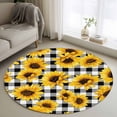 thumbnail image 1 of Small Round Rug 3Ft Washable Non-Slip, Sunflowers Blossom Circle Area Rugs for Living Room Bedroom, Spring Summer Garden Flowers Check Indoor Floor Mats Carpet Runner for Home Decor, 1 of 8