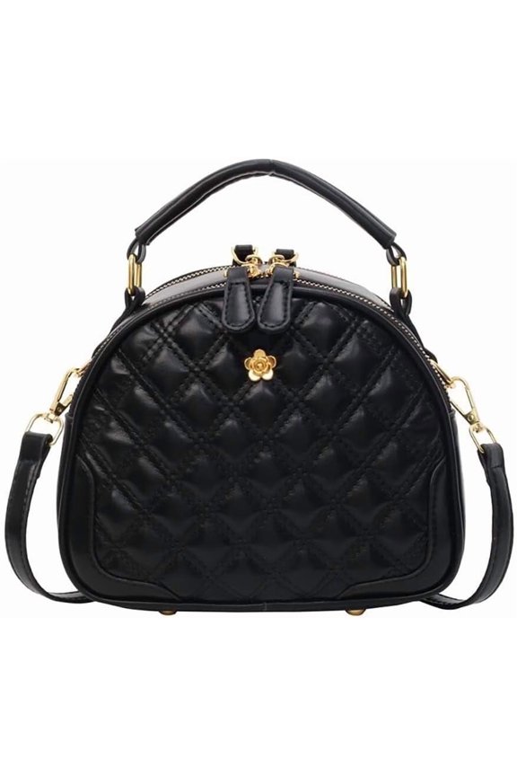 Small Round Shoulder Bag - Women's Versatile Lingge Crossbody with Handheld Option