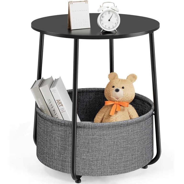 Small Round Side End Table for Living Room, Modern Nightstand