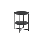 Small Round Side Table, 2-Tier Farmhouse End Table with Storage Shelf, Black Accent Table for Small Spaces, Night Stand for Bedroom Living Room Office Sunroom Coffee Table