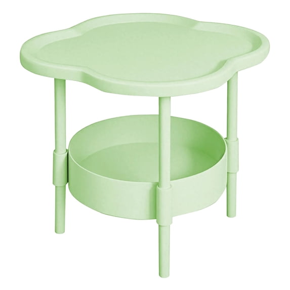 Small Round Coffee Table with 2 Tier Design,Side Tables Bedroom Indoor Outdoor with Removable Tray for Living Room Bedroom Balcony and Office, Easy to Assemble,48x48cm(Green)