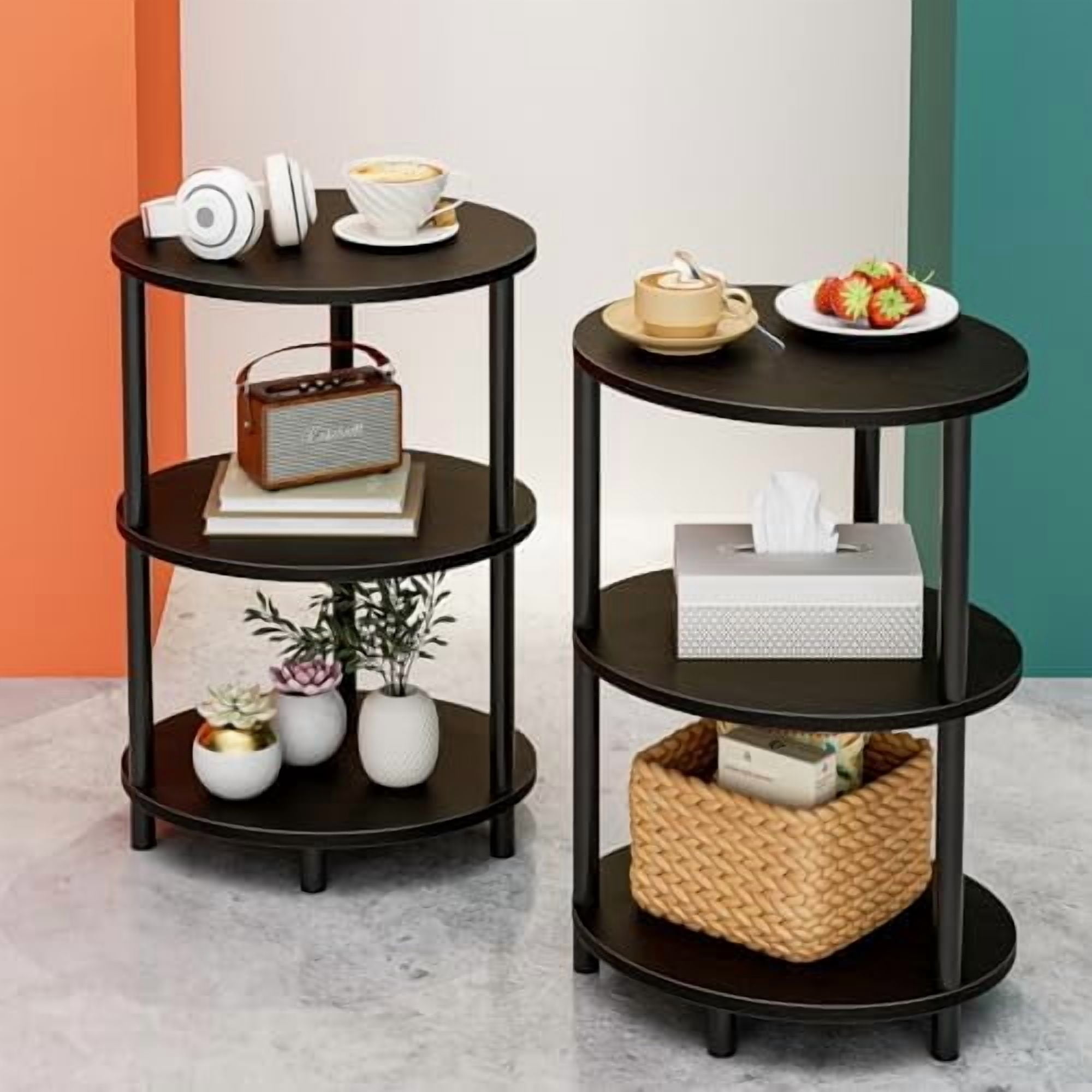 Small Round Side Table - 3-Tier Oval Accent Table for Small Spaces ...