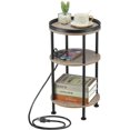 thumbnail image 1 of Small Round Side Table with Charging Station for Small Spaces, 3-Tier Round Accent Table with 2 USB Ports & Power Outlets, Round Corner Table Sofa Side Table for Living Room Bedroom Apartment(USB,Oak), 1 of 18