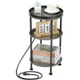 thumbnail image 1 of Small Round Side Table with Charging Station for Small Spaces, 3-Tier Round Accent Table with USB Ports & Power Outlets, Round Corner Table Tea Sofa Side Table for Living Room Bedroom Apartment (Grey), 1 of 18
