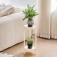 thumbnail image 1 of Small Round Side Table | End Table or Sofa Table with 2-Tier Storage | Modern Compact Coffee Table for Living Room or Bedroom | White Plastic Corner Table with Raised Edges | 35.4 Inch Diameter, 1 of 6