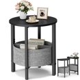 thumbnail image 1 of Small Round Side Table End  Tall Accent With Storage Basket Set Of 2 Half Tables Moon Coffee Bedside Modern Nightstand For Living Room Bedroom Black, 1 of 9