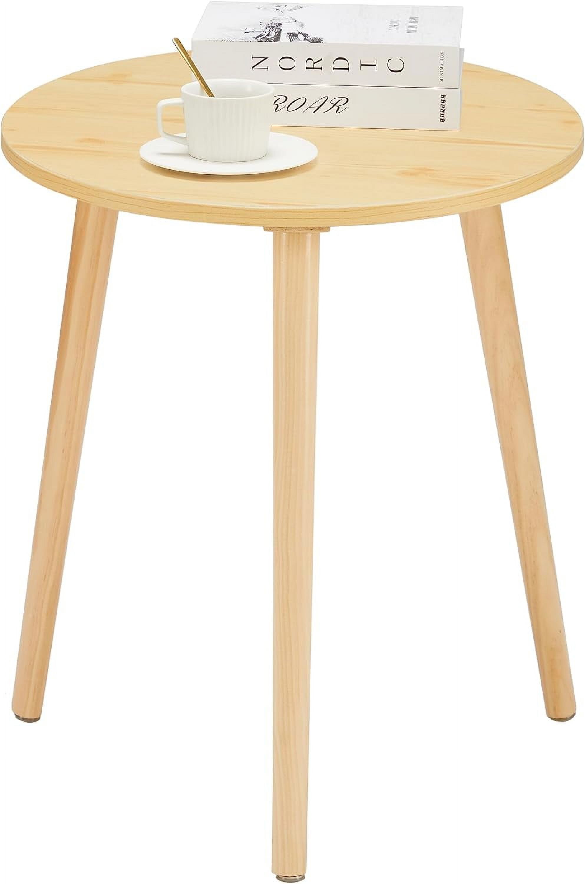 Small Round Side Table, Modern Light Wood Side Table Bedside Nightstand End Table for Small ...