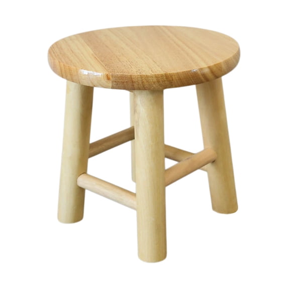 Small Round Stool, Solid Wood Stool Compact Seat for Kitchen, Sturdy Small Stool for Entryway, Versatile Extra Seating for Living Room, Easy-Clean Household Stool