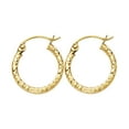 thumbnail image 1 of Small Round Tube Hoops 14k Yellow Gold Earrings Diamond Cut Design Polished French Lock 15 x 1.5 mm, 1 of 1