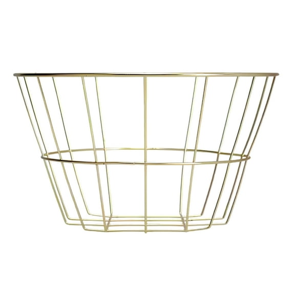 Small Round Wire Gold Basket Without Handle, 4.75 in. Metal Storage Bowls Decorative Home Organizers for Kitchen Bathroom or Shelves