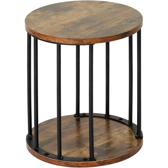 Small Round Wooden Step Stool for Kids Adults, 300lbs Load Capacity Garden Stool, Non-Slip Small Stool for Plant Stand, Kitchen, Bathroom and Bedroom,Brown