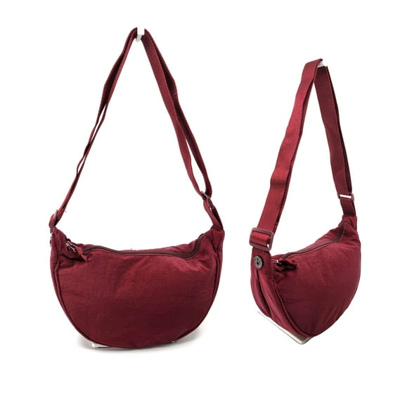 Small Rounded Nylon Top Zip Crossbody Bag