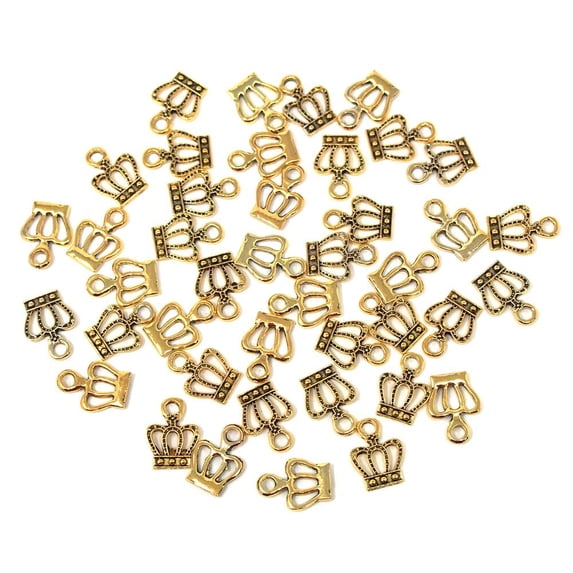 Small Royal Crowns Metal Charms, Gold, 5/8-Inch, 35-Count