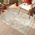 thumbnail image 1 of Small Rug Boho Area Rug Washable Beige Rugs for Bedroom Entryway Non Slip Throw Carpet for Bathroom Door Mat Shower Room Entrance Girls Soft Light Gray Floral Home Decor 2''x3'', 1 of 6
