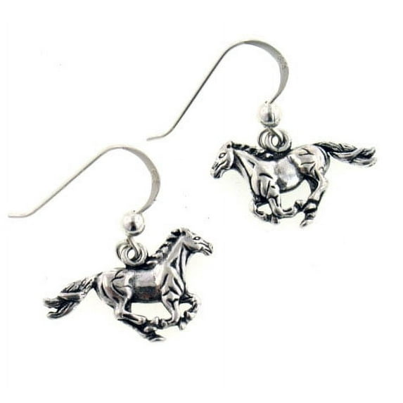 Small Running Horse Sterling Silver Dangling Hook Earrings
