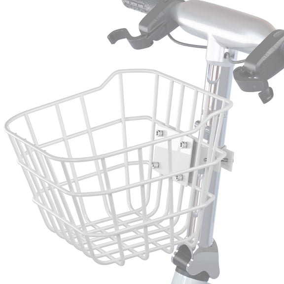 Small Rust-Resistant Front Scooter Basket - White,2 Gallons with Fixed Holder, Compact Bicycle Front Basket for Daily Commute