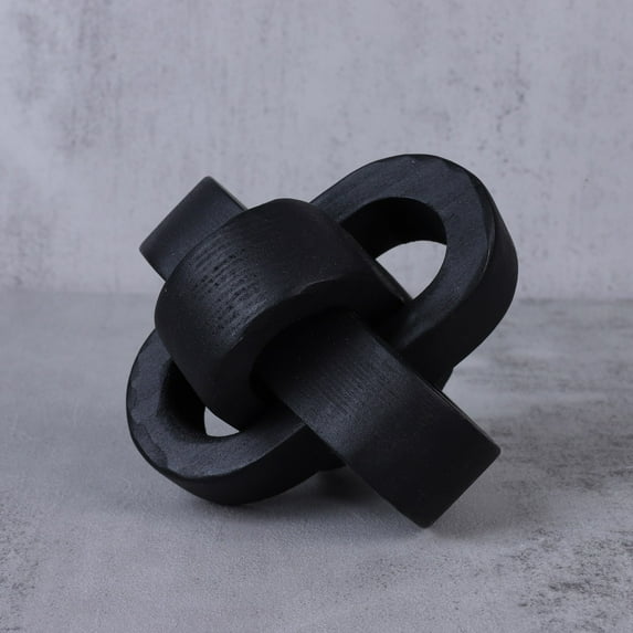 Small Rustic Wood Knot Decor, 3-Link Wood Chain Link Decor, Hand Carved Boho Decorative Wood Knot for Coffee Table, Entryway Modern Farmhouse Shelf Decor