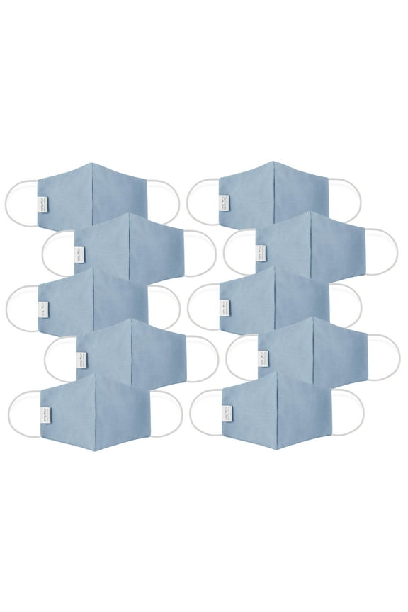 Small, S/M, Standard Reusable Face Mask, Light Blue, 10 Pack