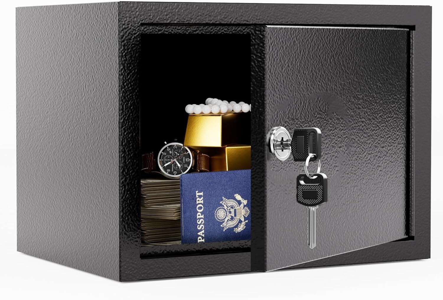 Small Safe Box (0.22 cu. ft.) with Key Lock for Kids and Medicine Safe for Grandmother
