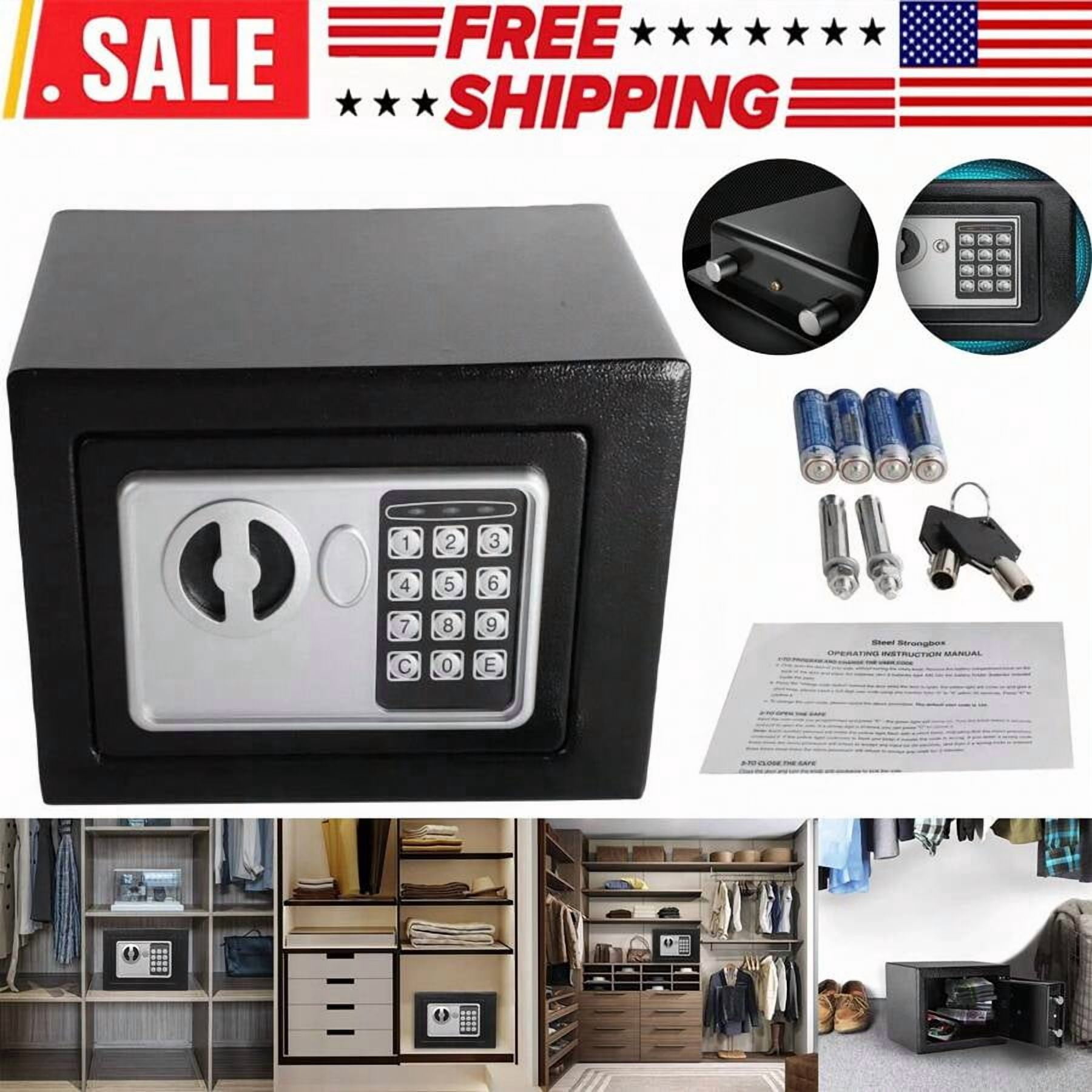 Small Safe Box Elcetrnic Safe With Digital Keypad & Keys, Money Lock ...