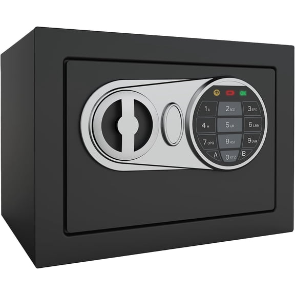 Small Safe Box for , Digital Mini Safe Box with &Code for and , Safes for Personal Items, 6.69"D x 9.05"W x 6.69"H, 0.236 Cu.Ft.